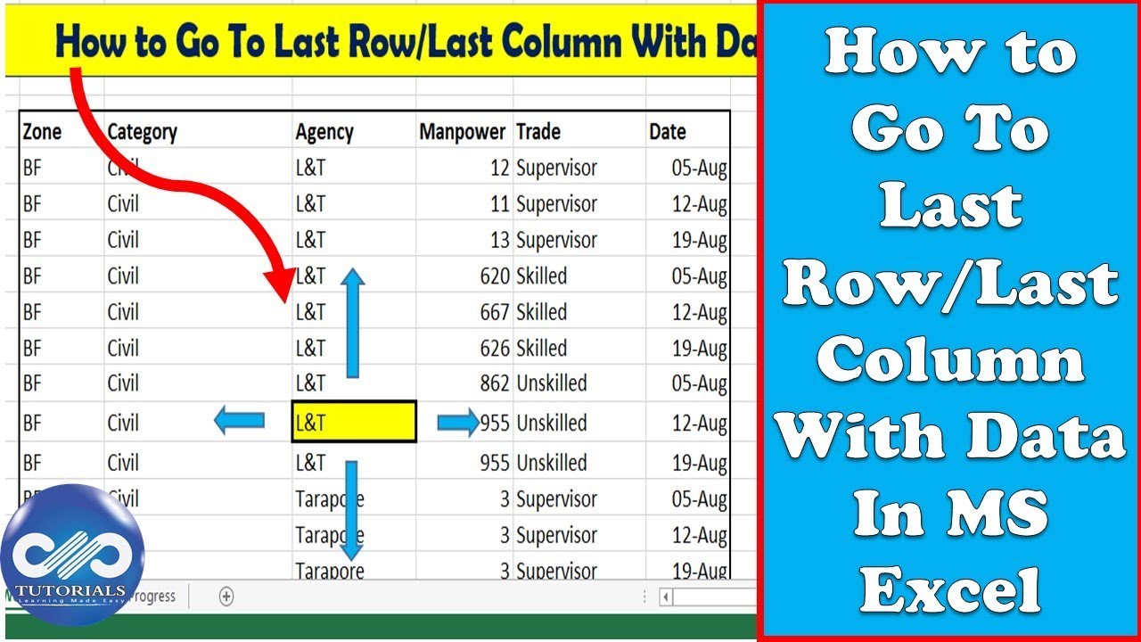 excel for mac go to last row